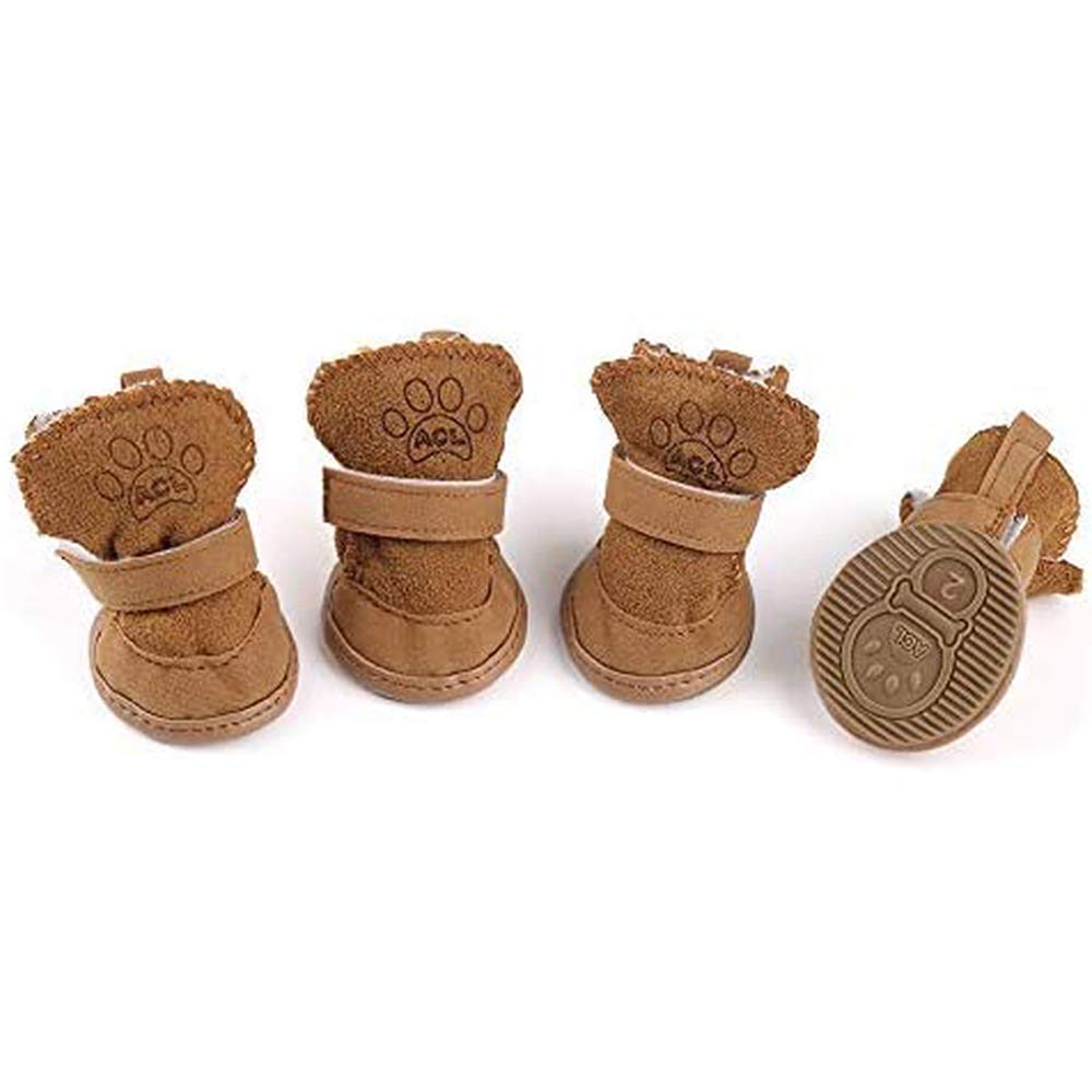 URBEST Brown Hook Loop Closure Booties Pet Dog Chihuahua Shoes Boots 2 Pair (s) — image 1