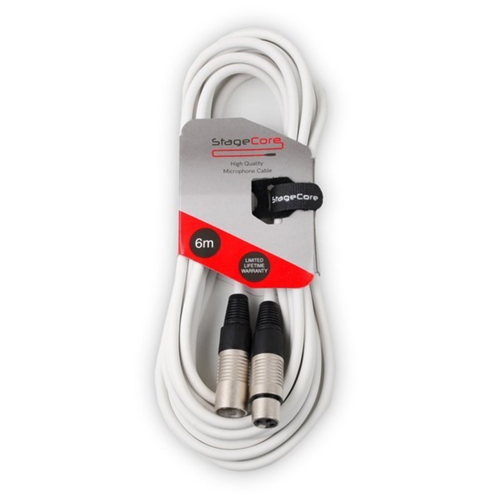 Stagecore Balanced XLR Male - XLR Female Microphone Cable / Lead, White, 6m