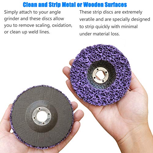 3 Pack 4" 4.5" and 5" Purple Extra Coarse Paint and Rust Stripper Brush, Quick Change Strip & Clean Discs for Metal Wood Fiberglass - Work with Angle Grinders