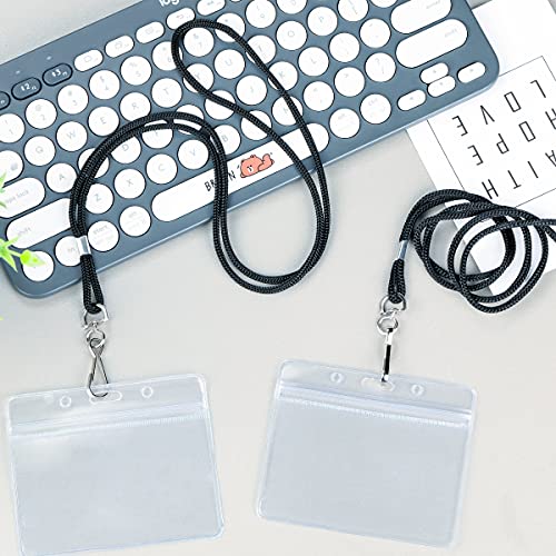 50 Clear Plastic Horizontal Name Tags Badge ID Card Holders and 50