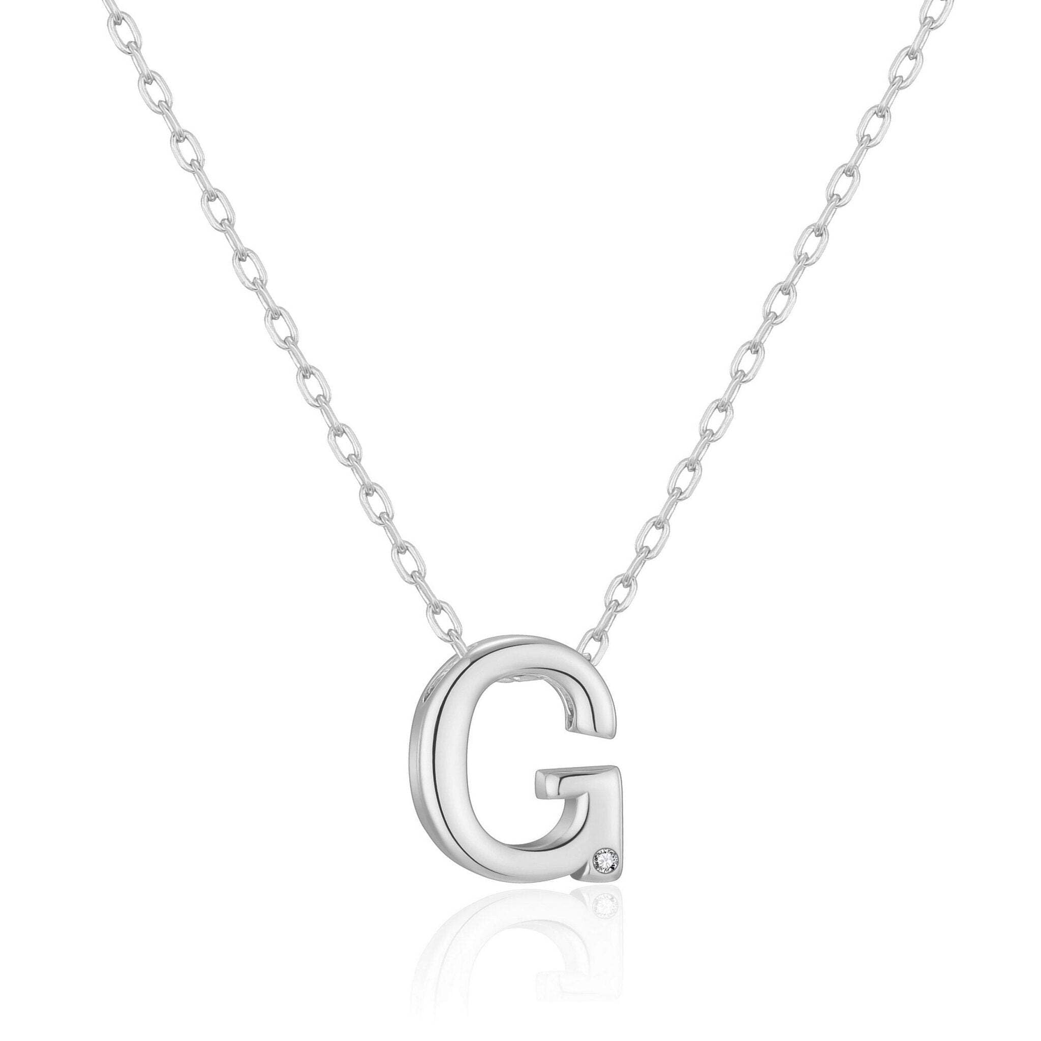 Philip Jones Initial Necklace Letter G Created with Zircondia® Crystals