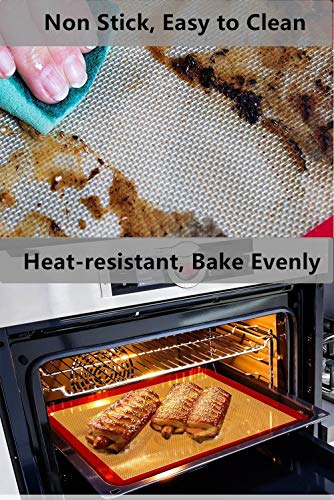 Songway Silicone Baking Mats Set, Reusable Baking Tray Sheet Liner, Non Stick, Washable, Heat-Resistant, FDA Approved, BPA Free Cooking Bakeware Mat for Cookie, Pastry, Roasting (Black)