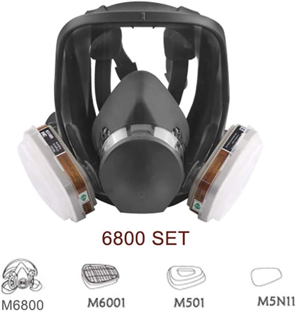 6800 Mask Protective Respirator Rubber with Filter Box, 360° Full Seal Protection, Widely Used in Organic Gas, Spray Paint Chemical Anti-Formaldehyde