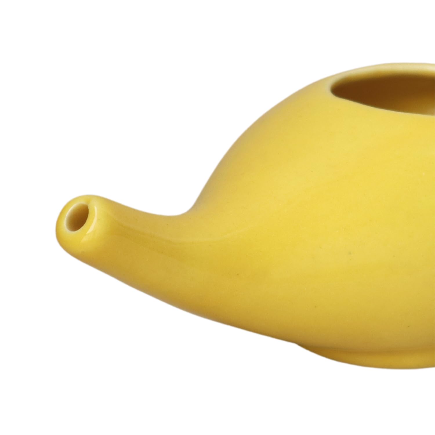 Ancient Impex Ceramic Neti Pot with 5 Sachets Neti Salt, a Natural Remedy for Sinus Relief - 250 Ml Capacity (Yellow)