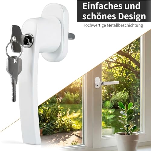 KIDINIX 4 Lockable Window Handles, Window Lock for Children, Length of Shaft 35 mm, with 8 Keys, Lockable Window Handles, Child Safety Window Closed Window Lock Aluminium