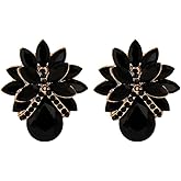 fxmimior Fashion Boho Women Full Black Rhinestone Geometry Simple Earrings Statement Drop Sparkly Earrings Simple Black Dangle Earrings Bridal Wedding Party Prom Sexy Earrings for Women