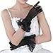 Fakeface Women Bridal Evening Party Wedding Wrist Length Gloves Black