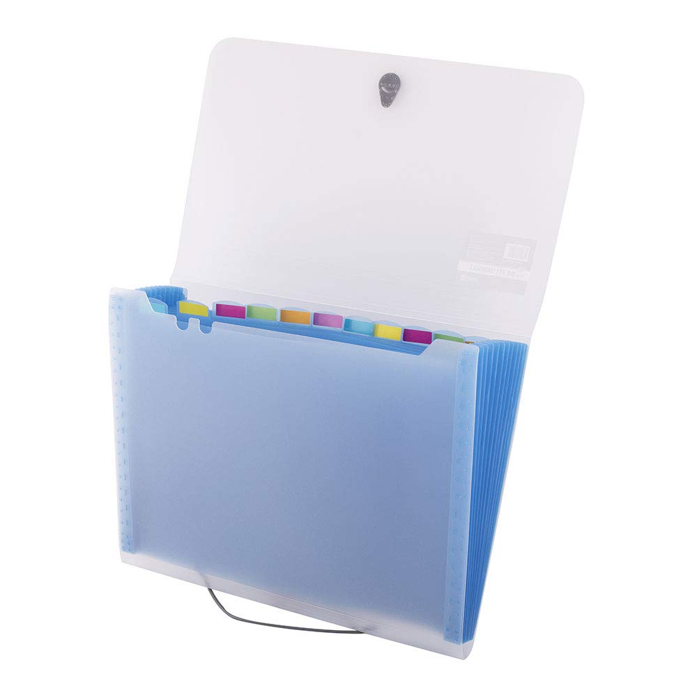 D.RECT 5540 Expanding File Folder 12 Compartments A4 Blue