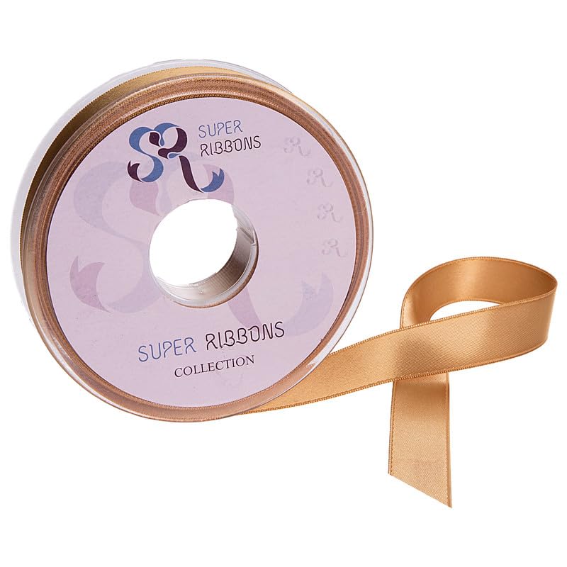 SR SUPER RIBBONS®™- Full Reel 25mm Double Faced Satin Ribbon, 20 Metres on Reel - Bronze