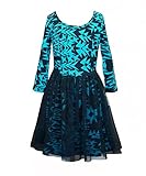 Truly Me, Big Girls, Tween Long Sleeve Mesh Overlay Dress, 7-16