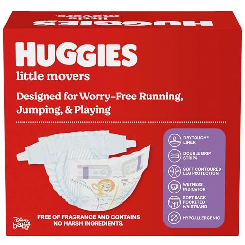 HUGGIES SIZE 8 DIAPERS, LITTLE MOVERS BABY DIAPERS, SIZE 8 (46+ LBS), 12 CT, PACKAGING MAY VARY