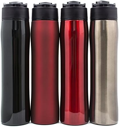 Portable French Press Coffee Cafeteria Vacuum Flask, (Shiny Red)