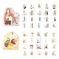 DzdzCrafts Street Fashion Girl and Summer Drink 80pcs 2 Inches Large Watercolor Decorative Stickers for Scrapbooking Bullet Journal Diary Planner Album Card Making