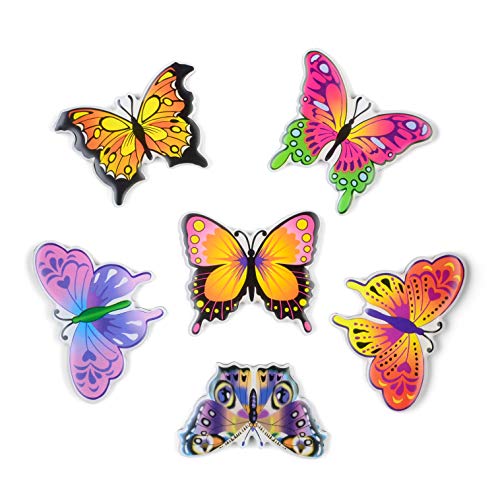 SUPCOOKI 6pcs Beautiful Glass Refrigerator Magnets Funny Fridge Stickers Magnet Fun Butterfly Home Decoration Funny for Office Cabinets Whiteboards Decorative Photo Abstract