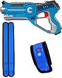 DYNASTY TOYS Outdoor Games for Kids Laser Tag Blaster Toy for Camping W/Glow in the Dark Wristband (Blue)