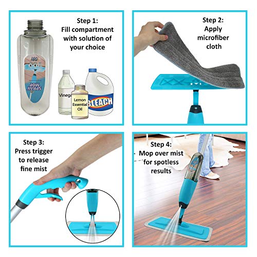 Spray Mop Strongest Heaviest Duty Mop - Best Floor Mop Easy To Use - 360 Spin Non Scratch Microfiber Mop With Integrated Sprayer - Includes Refillable 700ml Bottle & 2 Reusable Microfiber Pads by Kray - Thumbnail 4