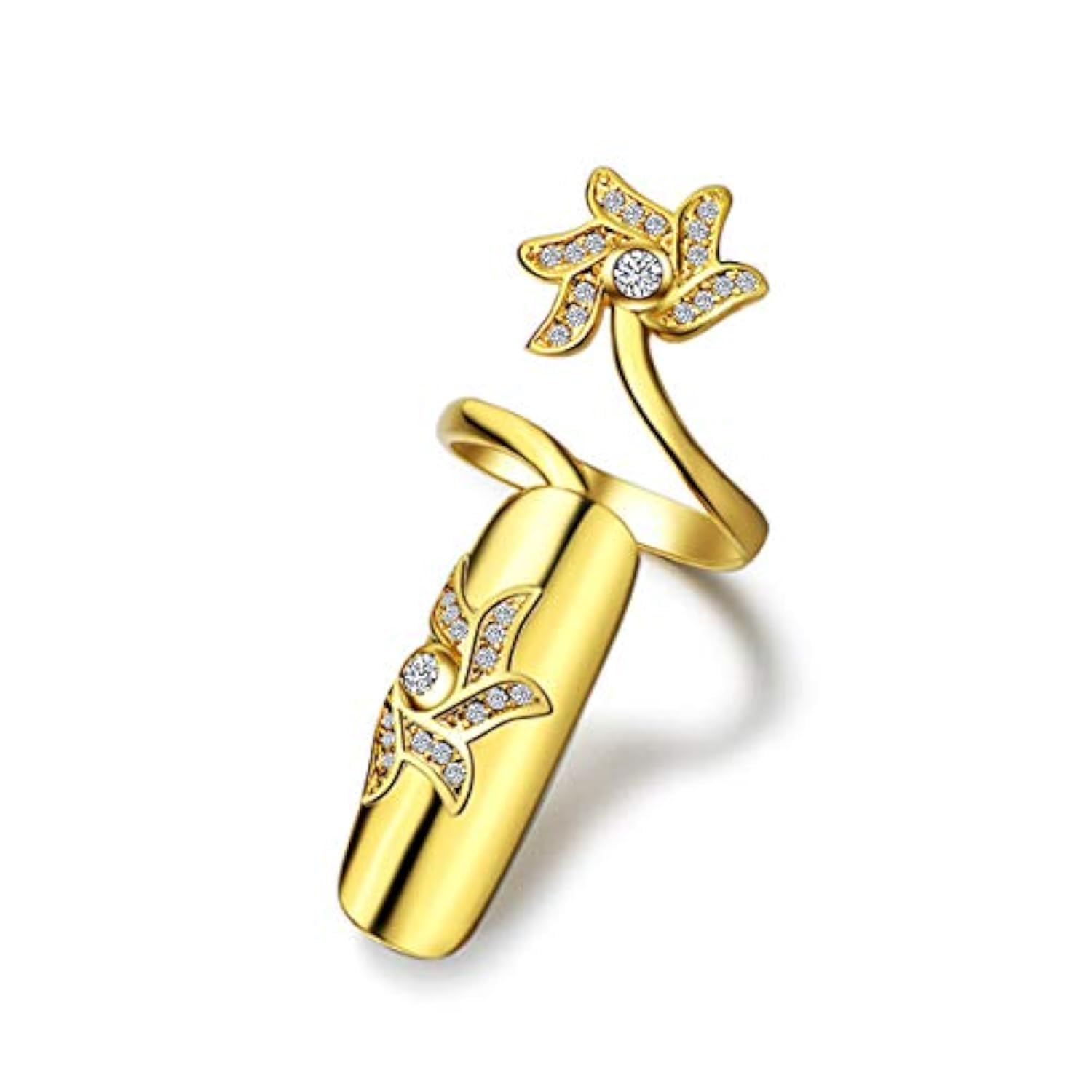 Uloveido Middle Finger Nail Decoration Fingernail Ring Finger Tip Ring Nail Art Charms Fashion Jewelry Accessories for Women Girls SZ287-2 (Gold)
