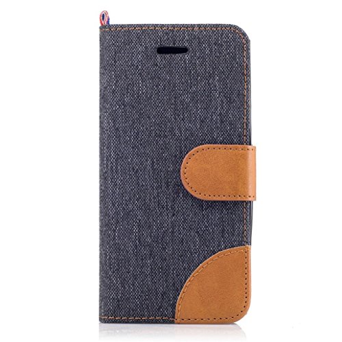 USSay ETohio Casse Cover, Wallet Jeans Flip Leather Stand Case Cover Skin For Samsung Galaxy A3 2017 (Black)