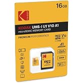 Kodak 16GB Class 10 UHS-I U1 MicroSDHC Card with Adapter 10x Write Speed | Adapter 10x Write Speed