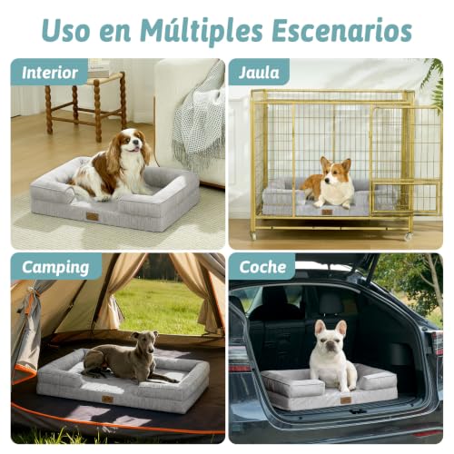 COZY KISS Extra Large Cooling Dog Bed, Summer Waterproof Dog Bed, Orthopedic Sofa for Dogs, Removable and Washable, Cool Memory Foam Dog Mattress, Grey, XXL (122 x 89 x 19 cm)