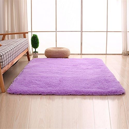 CAMAL Carpet, Rectangle Washable Silk Wool Material Rug for Living Room and Bedroom (140x200, Purple)