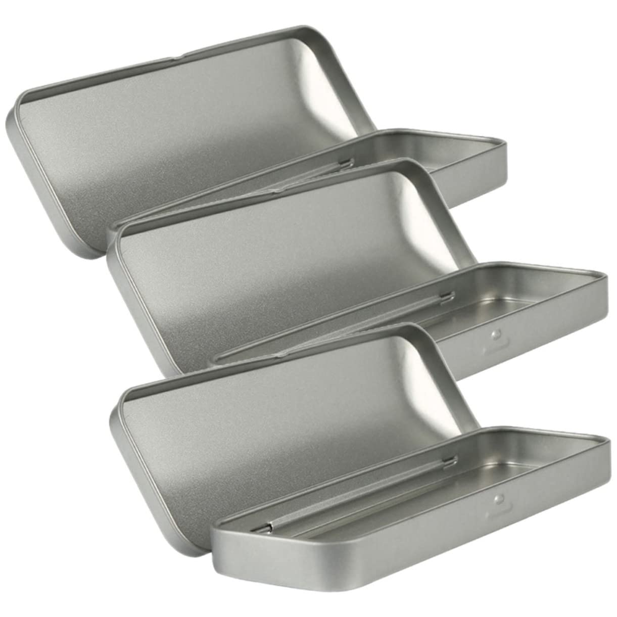 EXCEART 3pcs Durable Tinplate Pencil Case Multi-Function Flip Cover Organizers for Office School Home Space-Saving Stationery Box for Pencils Pens and Accessories