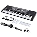 ADM 61 Key Electronic Keyboard Piano Beginner SuperKit with Microphone, Keyboard Sticker, Power Supply, Black