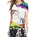 Hand Painted Unicorn Short Sleeve Cotton T-shirt for Lover's Summer T-shirts , (XL=US L)