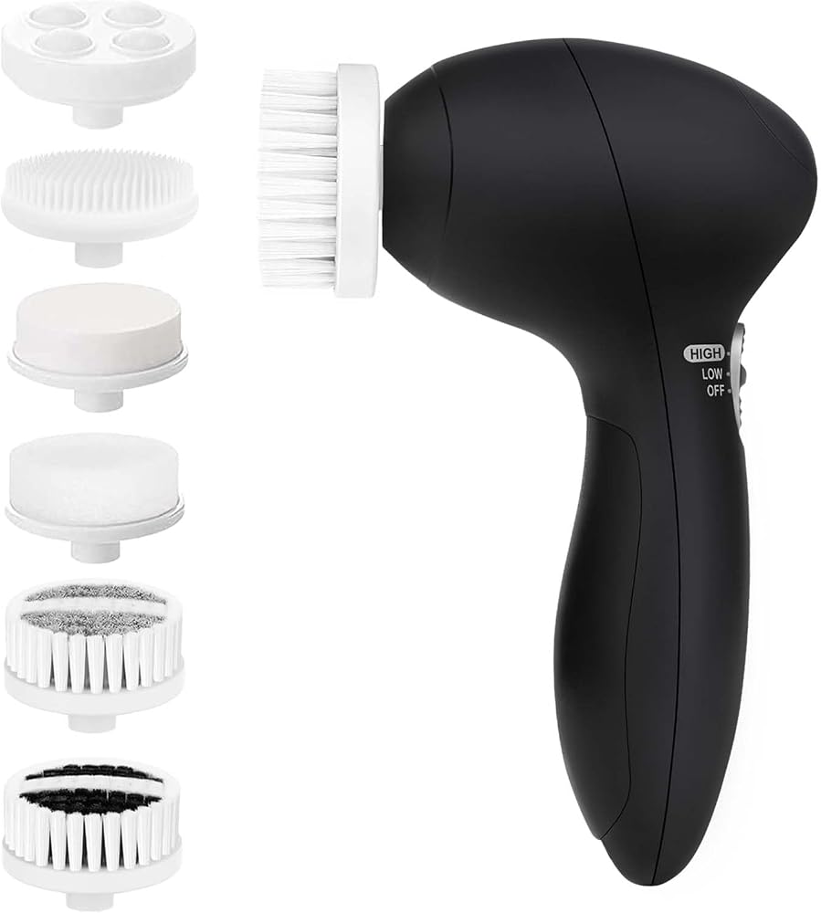 Facial Cleansing Brush Face Scrubber: CLSEVXY Electric Face Spin Cleanser Brushes with 6 Brush Heads for Deep Cleansing, Gent