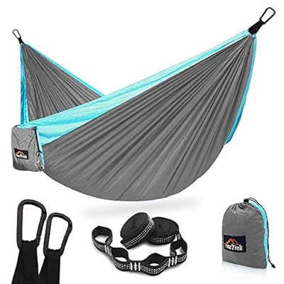 AnorTrek Camping Hammock, Super Lightweight Portable Parachute Hammock with Two Tree Straps Single or Double Nylon… 51WepZYHFHL