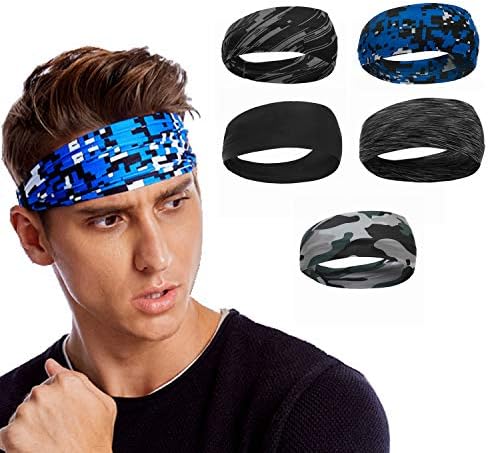 Unisex Running Headbands Sport Yoga Headbands for Women & Men Moisture Wicking Workout Sweatbands for Fitness, Cross Training, Gym Exercise Athletic Wrap Bands