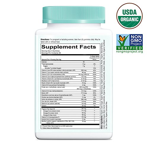 Daily Organic Gummy Prenatal Multivitamin Biotin, Vitamin C, D3, E