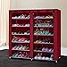 Z ZTDM 6-Tiers 12 Lattices Non-woven Fabric Shoe Cabinet with Dustproof Cover Closet 36-Pair Shoes Storage Rack (RED)