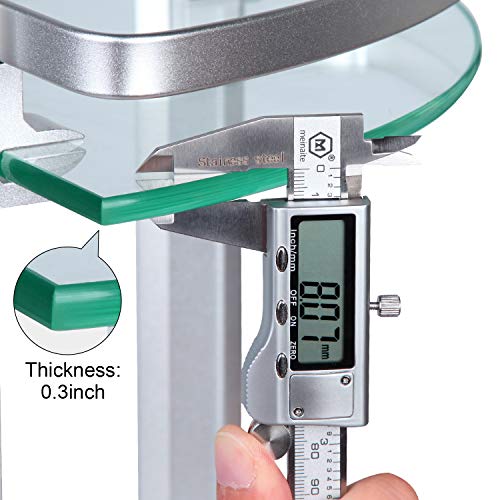 Vdomus Bathroom Tempered Glass Corner Shelf, 2 Tier Shower shelve with