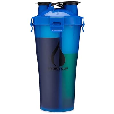 Hydra Cup 3.0-36oz High Performance Dual Shaker Bottle, Patented PRE + Protein Shaker Cup, Leak Proof, Awesome Colors, Save Time &amp; Be Prepared, 5am Blue