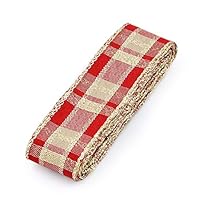 Xie5Qing Christmas Mesh Ribbon,Lot Plaid Grid Jacquard Ribbon Xmas New Year Gift Wrapping Material Bowknot Making DIY Home Wedding Decoration Ribbons,Green,2.5CMwide