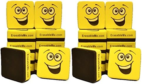 Dry Erase Erasers for Whiteboard Pens and Markers. Set of (24) 2" x 2" Premium Quality. Perfect for School, Home, Work or Classroom (24, Yellow)