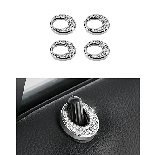 1797 Mercedes Benz Accessories Interior Decorations Inner Door Lock Pins Cover B E CLA GLA Class Parts Modification Metal Crystal Rhinestone Silver Man Women Cool Shining Popular 4pcs