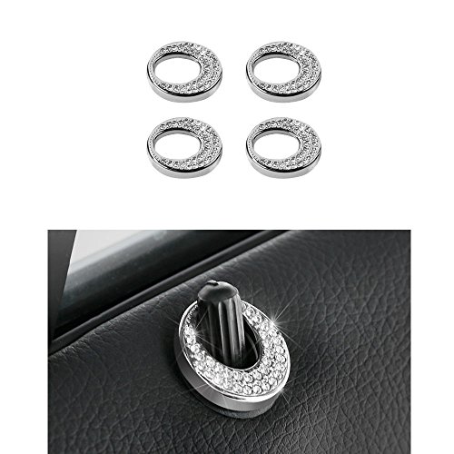 Mercedes Benz Accessories Interior Decorations Inner Door Lock Pins Cover B E CLA GLA Class Parts Modification Metal Crystal Rhinestone Silver Man Women Cool Shining Popular 4pcs【1797】