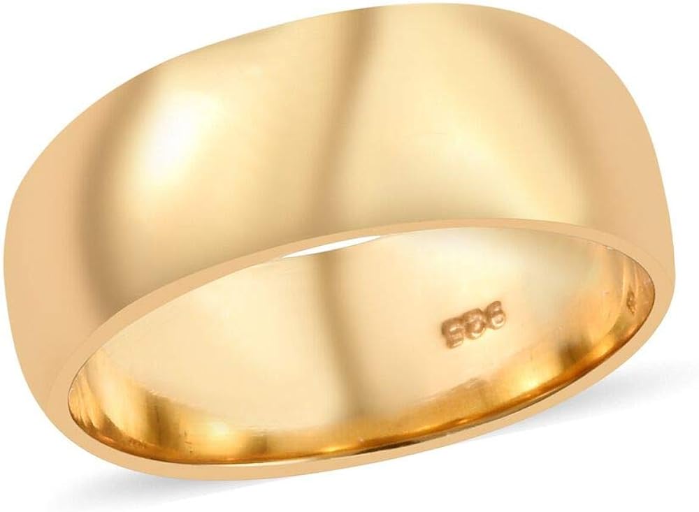TJC 14ct Gold Plated 925 Sterling Silver Band Ring for Womens Wedding