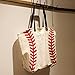 YIQIGO Baseball Handbag for Woman Shopping Handbag Travel Handbag Canvas Casual Shoulder Handbag(Off White)