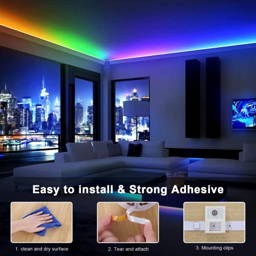 Aogled Ruban LED RGB 30m,Bande Lumineuse LED Bluetooth Dimmable avec Contrôle par Application,Télécommande à 44 Boutons,Réglage de la Minuterie,Mode Musique,LED 24V pour Salon | Chambre(15M×2)