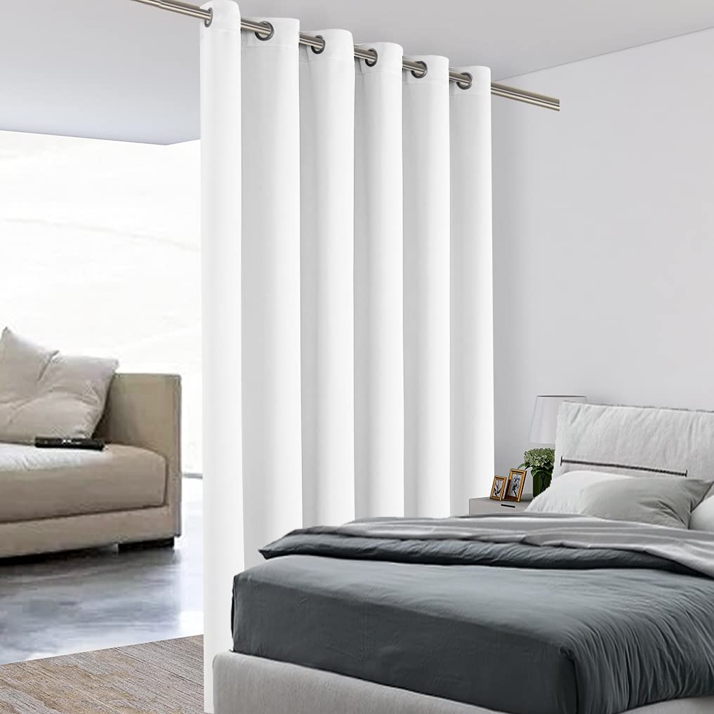 Photo 1 of BONZER Room Divider Curtain Screen Partitions Total Privacy Wall Wide Blackout Curtains for Shared Room, 96L x 70W Inch (8L x 5.8W ft), 1 Panel, Greyish White