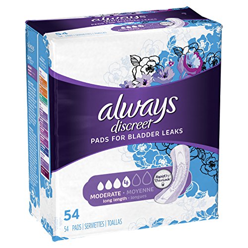 Always Discreet, Incontinence Pads, Moderate, Long Length, 54 Count