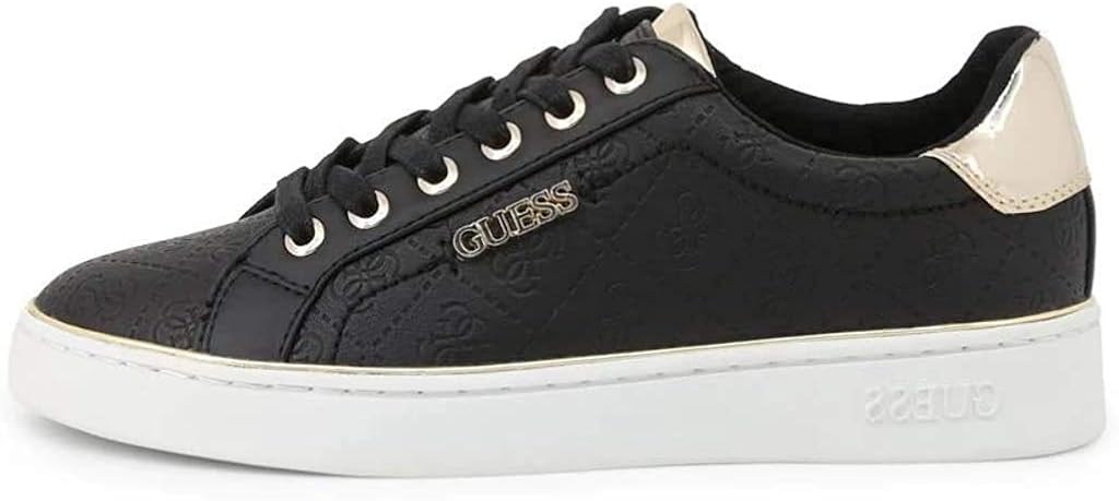 black and gold guess trainers