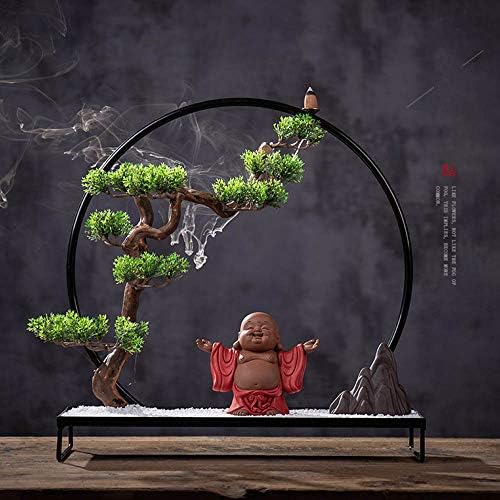 AIYL Garden Set: Buddha On Wooden Tray With Flower And Plant Sand And Pebbles Etc. 4