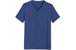 Latuza Men's Viscose Pajama Top Button Up Sleep Shirt