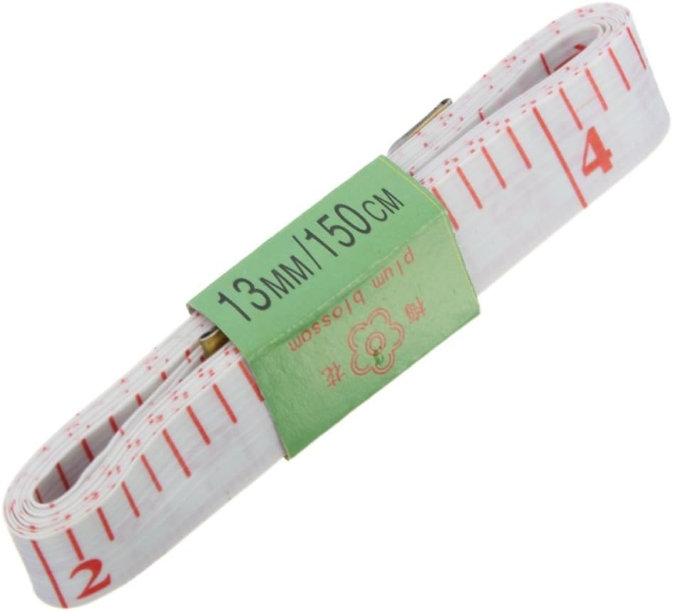 Soft Plastic Sewing Tailor Tape Measure 1.5m - Double-Sided (Metric & Imperial) -n White and Red