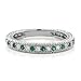 Sterling Silver Green Simulated Emerald & White Created Sapphire Women's Anniversary Wedding Band Ring (Available 5,6,7,8,9)