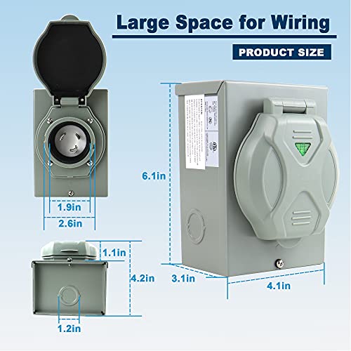 Sprance 30 Amp Generator Inlet Box, NEMA L530P Power Inlet Box For 3